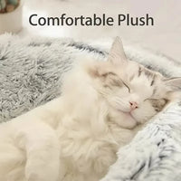 Sacos de dormir para animais de estimação semi-fechados, almofada longa e redonda para gatos, pelúcia macia 2 em 1, camas quentes para gatos, conforto simples, ninho quente para dormir de filhotes