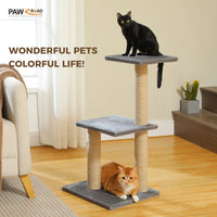 CAMINHAS-Árvore para gatos, torre para gatos de interior, 2 estilos, árvore de atividades para gatos com postes para arranhar, rede grande e poleiro superior removível, cinza