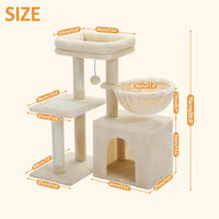 CAMINHAS-Árvore para gatos, torre para gatos de interior, 2 estilos, árvore de atividades para gatos com postes para arranhar, rede grande e poleiro superior removível, cinza