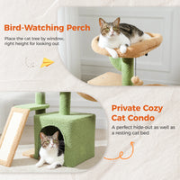CAMINHAS-Árvore para gatos, torre para gatos de interior, 2 estilos, árvore de atividades para gatos com postes para arranhar, rede grande e poleiro superior removível, cinza