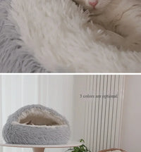Sacos de dormir para animais de estimação semi-fechados, almofada longa e redonda para gatos, pelúcia macia 2 em 1, camas quentes para gatos, conforto simples, ninho quente para dormir de filhotes