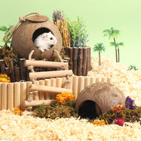 CAMINHAS-Casa de hamster resistente a mordidas, gaiolas de coco naturais para animais de estimação pequenos, esconderijo para porquinhos-da-índia, casa de madeira para hamster, suprimentos para animais de estimação