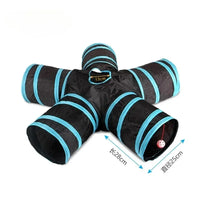 BRINQUEDOS-Túnel de brinquedo para gatos, azul e preto, tubo de brincar dobrável, divertido, pop-up, jogo interativo de perseguição, casa de brincar durável para gatinhos internos