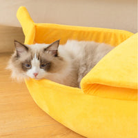CAMINHAS-Cama de gato banana, fofa, engraçada, aconchegante, tapete para gatos, quente, durável, portátil, cesta para animais de estimação, canil, almofada para cães, suprimentos para gatos, multicoloridor