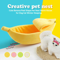 CAMINHAS-Cama de gato banana, fofa, engraçada, aconchegante, tapete para gatos, quente, durável, portátil, cesta para animais de estimação, canil, almofada para cães, suprimentos para gatos, multicoloridor