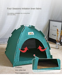 CAMINHAS-Casa dobrável para gatos, tenda para animais de estimação, quatro estações, ninho universal para gatos e cães, tapete refrescante de verão, portátil, dobrável e respirável para áreas externas