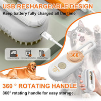 HIGIENE-Escova elétrica para remoção de pelos de gatos, escova elétrica 3 em 1 para cães e gatos, escova para massagem e remoção de pelos de animais de estimação