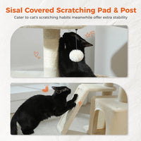 CAMINHAS-Árvore para gatos, torre para gatos de interior, 2 estilos, árvore de atividades para gatos com postes para arranhar, rede grande e poleiro superior removível, cinza
