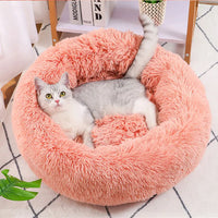 CAMINHAS-Cama redonda para animais de estimação de 40-60 cm, cama para cães grandes, cama supermacia para gatos, longa, de pelúcia, cesta para cães, almofada, cama para gatos, tapete para animais, sofá para dormir