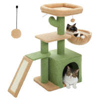 CAMINHAS-Árvore para gatos, torre para gatos de interior, 2 estilos, árvore de atividades para gatos com postes para arranhar, rede grande e poleiro superior removível, cinza