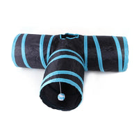 BRINQUEDOS-Túnel de brinquedo para gatos, azul e preto, tubo de brincar dobrável, divertido, pop-up, jogo interativo de perseguição, casa de brincar durável para gatinhos internos