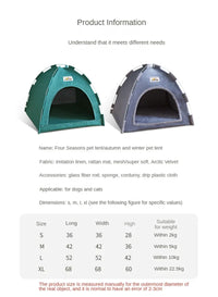 CAMINHAS-Casa dobrável para gatos, tenda para animais de estimação, quatro estações, ninho universal para gatos e cães, tapete refrescante de verão, portátil, dobrável e respirável para áreas externas