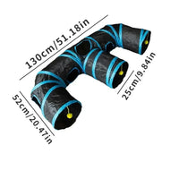 BRINQUEDOS-Túnel de brinquedo para gatos, azul e preto, tubo de brincar dobrável, divertido, pop-up, jogo interativo de perseguição, casa de brincar durável para gatinhos internos
