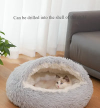 Sacos de dormir para animais de estimação semi-fechados, almofada longa e redonda para gatos, pelúcia macia 2 em 1, camas quentes para gatos, conforto simples, ninho quente para dormir de filhotes