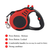 ACESSÓRIOS-Coleira retrátil automática de nylon durável para cães pequenos, gatos, 3m e 5m