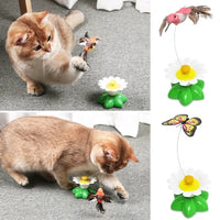 BRINQUEDOS-Automatic Rotating Electric Cat Toy Colorful Butterfly Bird Animal Shape Plastic Funny Kitten Pet Dog Interactive Training Toys