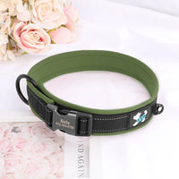 ACESSÓRIOS-Coleira refletiva para cães, identificação personalizada, fivela, gravação gratuita, coleira acolchoada macia, ajustável para cães pequenos, médios e grandes