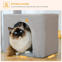 CAMINHAS-Árvore para gatos, torre para gatos de interior, 2 estilos, árvore de atividades para gatos com postes para arranhar, rede grande e poleiro superior removível, cinza