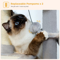 CAMINHAS-Árvore para gatos, torre para gatos de interior, 2 estilos, árvore de atividades para gatos com postes para arranhar, rede grande e poleiro superior removível, cinza