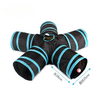 BRINQUEDOS-Túnel de brinquedo para gatos, azul e preto, tubo de brincar dobrável, divertido, pop-up, jogo interativo de perseguição, casa de brincar durável para gatinhos internos