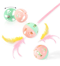 BRINQUEDOS-Brinquedo interativo para gatos, bastão de pelúcia engraçado para gatos, bola de mola, brinquedo para pendurar na porta, provocador para gatos, varinha com sino, acessórios para animais de estimação