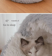 Sacos de dormir para animais de estimação semi-fechados, almofada longa e redonda para gatos, pelúcia macia 2 em 1, camas quentes para gatos, conforto simples, ninho quente para dormir de filhotes