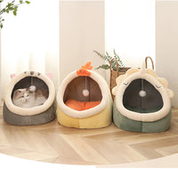 CAMINHAS-Cama para gatos com estampa de desenho animado, dobrável, removível e lavável, para cães pequenos, com tapete, bolsa, caverna, cama para gatos