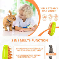 HIGIENE-Escova elétrica para massagem e tosa de animais de estimação, escova elétrica 3 em 1 para massagem e escova de vapor para gatos e cachorros