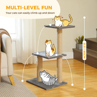 CAMINHAS-Árvore para gatos, torre para gatos de interior, 2 estilos, árvore de atividades para gatos com postes para arranhar, rede grande e poleiro superior removível, cinza