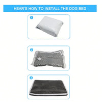 CAMINHAS-Cama curta de pelúcia para cães com fundo antiderrapante, cama ortopédica de espuma para cães, capa removível para cães grandes, médios e pequenos, lavável à máquina