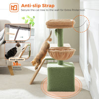 CAMINHAS-Árvore para gatos, torre para gatos de interior, 2 estilos, árvore de atividades para gatos com postes para arranhar, rede grande e poleiro superior removível, cinza
