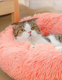 CAMINHAS-Cama redonda para animais de estimação de 40-60 cm, cama para cães grandes, cama supermacia para gatos, longa, de pelúcia, cesta para cães, almofada, cama para gatos, tapete para animais, sofá para dormir