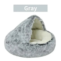 Sacos de dormir para animais de estimação semi-fechados, almofada longa e redonda para gatos, pelúcia macia 2 em 1, camas quentes para gatos, conforto simples, ninho quente para dormir de filhotes
