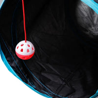 BRINQUEDOS-Túnel de brinquedo para gatos, azul e preto, tubo de brincar dobrável, divertido, pop-up, jogo interativo de perseguição, casa de brincar durável para gatinhos internos