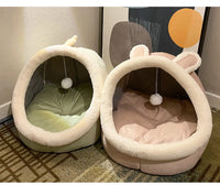 CAMINHAS-Cama para gatos com estampa de desenho animado, dobrável, removível e lavável, para cães pequenos, com tapete, bolsa, caverna, cama para gatos