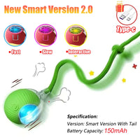BRINQUEDOS-Novo brinquedo interativo para gatos, bola rolante automática, rabo falso, brinquedo elétrico inteligente recarregável para animais de estimação, treinamento para cães e gatos, imitação de ratoe