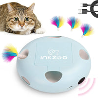 BRINQUEDOS-Brinquedos para gatos INKZOO, brinquedos interativos para gatos de interior, brinquedo interativo inteligente para gatinhos, brinquedo automático para ratos com 7 furos que mata toupeiras