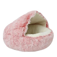 CAMINHAS-Cama macia de pelúcia para animais de estimação com capa, cama redonda para gatos, colchão para animais de estimação, ninho quente para dormir em cães pequenos e gatinhos