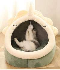CAMINHAS-Cama para gatos com estampa de desenho animado, dobrável, removível e lavável, para cães pequenos, com tapete, bolsa, caverna, cama para gatos