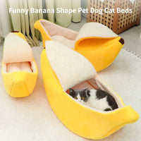 CAMINHAS-Cama de gato banana, fofa, engraçada, aconchegante, tapete para gatos, quente, durável, portátil, cesta para animais de estimação, canil, almofada para cães, suprimentos para gatos, multicoloridor