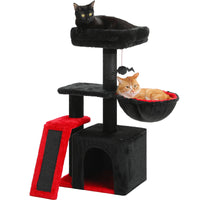 CAMINHAS-Árvore para gatos, torre para gatos de interior, 2 estilos, árvore de atividades para gatos com postes para arranhar, rede grande e poleiro superior removível, cinza