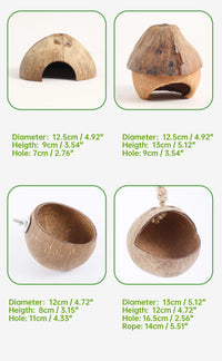 CAMINHAS-Casa de hamster resistente a mordidas, gaiolas de coco naturais para animais de estimação pequenos, esconderijo para porquinhos-da-índia, casa de madeira para hamster, suprimentos para animais de estimação