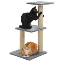 CAMINHAS-Árvore para gatos, torre para gatos de interior, 2 estilos, árvore de atividades para gatos com postes para arranhar, rede grande e poleiro superior removível, cinza