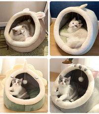 CAMINHAS-Cama para gatos com estampa de desenho animado, dobrável, removível e lavável, para cães pequenos, com tapete, bolsa, caverna, cama para gatos