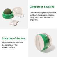 BRINQUEDOS-Bola adesiva para parede de gato, brinquedo arranhador, petiscos saudáveis e naturais, remove bolas para promover a digestão, petisco de grama para gatos