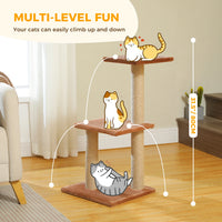 CAMINHAS-Árvore para gatos, torre para gatos de interior, 2 estilos, árvore de atividades para gatos com postes para arranhar, rede grande e poleiro superior removível, cinza