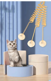 BRINQUEDOS-Brinquedo interativo para gatos, bastão de pelúcia engraçado para gatos, bola de mola, brinquedo para pendurar na porta, provocador para gatos, varinha com sino, acessórios para animais de estimação