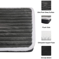 CAMINHAS-Cama curta de pelúcia para cães com fundo antiderrapante, cama ortopédica de espuma para cães, capa removível para cães grandes, médios e pequenos, lavável à máquina
