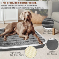 CAMINHAS-Cama curta de pelúcia para cães com fundo antiderrapante, cama ortopédica de espuma para cães, capa removível para cães grandes, médios e pequenos, lavável à máquina