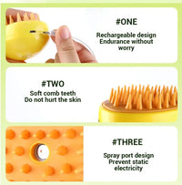 HIGIENE-Escova elétrica para massagem e tosa de animais de estimação, escova elétrica 3 em 1 para massagem e escova de vapor para gatos e cachorros